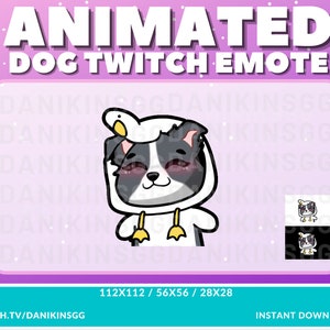 ANIMATED DOG WIGGLE Twitch Emote | Cute Dog | Puppy | Wiggle | Black and White