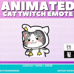 ANIMATED CAT WIGGLE Twitch Emote | Grey and White Cat | Cute Kitty Cat | Wiggle Emote