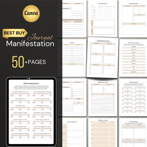 Diario de Manifestaciones: listo para imprimir, editable GRATIS en Canva, se puede usar digitalmente, A4 y carta de EE. UU., afirmaciones, gratitud