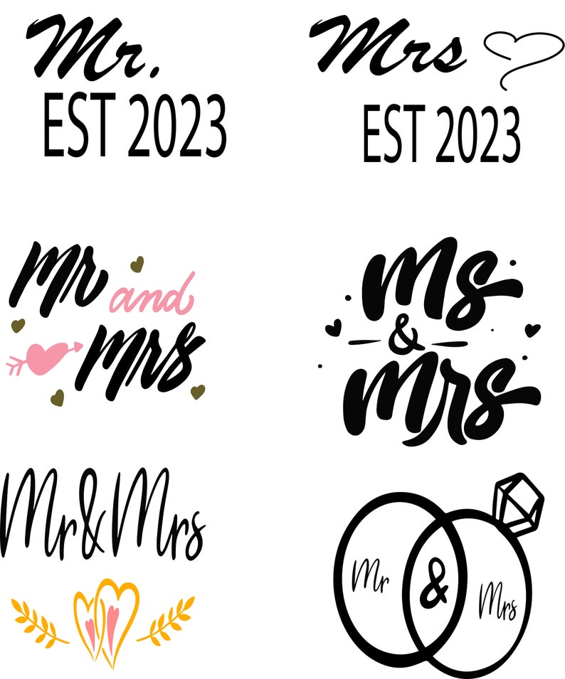 Mr and Mrs Est 2023 Svg PNG Dxf Mr Svg Mrs Svg Wedding Svg Etsy Australia