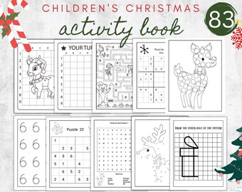 Libro de actividades navideñas para niños, actividades navideñas imprimibles, hojas de actividades navideñas, páginas para colorear navideñas para niños