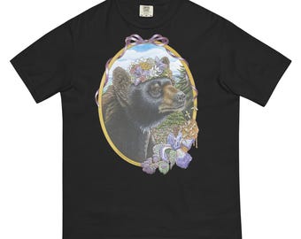 Bear Spirit Art Graphic Tee Unisex Garment-dyed Heavyweight T-shirt