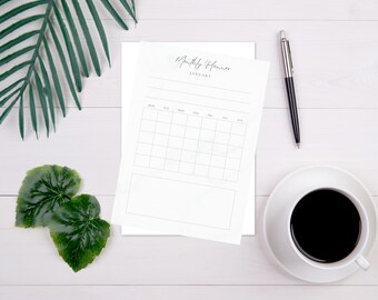 Planificateur mensuel imprimable | Début lundi et dimanche | Remplissable | Format A4 | Portrait | Téléchargement instantané