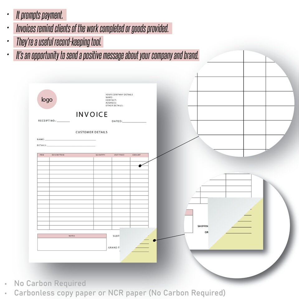 Personalised Duplicate Invoice Book • A4/A5/A6 NCR Pad - Etsy UK
