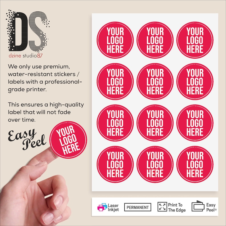 Personalised Round Printed Stickers Custom Logo Labels BusiIness Gloss Circle Sticker / Labels for small Business Customised Bild 4