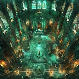 10 Battlemaps Cyberpunk Temple, Sci Fi, DnD Battle Map, Cyberpunk, D&D, Shadowrun, Roll20, Fantasy Grounds, VTT, AI digitale kaart