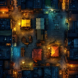 10 Battlemaps Cyberpunk Market, Sci Fi, DnD Battle Map, Cyberpunk, D&D, Shadowrun, Roll20, Fantasy Grounds, Foundry, VTT, AI Digital Map