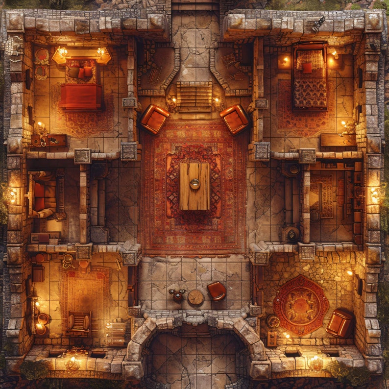 10 Tavern Quarters and Bedroom Maps, Pathfinder, D&D, Battlemap
