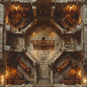 10 gevechtskaarten rechtbank/gevangenis, gevechtskaart, Pathfinder, D&D, gevechtskaart, Dungeons and Dragons, Roll20, Fantasy Grounds, VTT, digitale AI-kaart