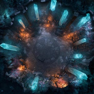 10 rutlösa kristallstridskartor | VTT-paket för DnD, Pathfinder och TTRPG:er | Högupplösta digitala AI-kartor