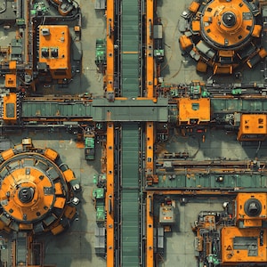 10 Cyberpunk Factory Battlemaps 2, Sci Fi, DnD-strijdkaart, cyberpunk, D&D, Shadowrun, Roll20, Fantasy Grounds, VTT, AI digitale kaart