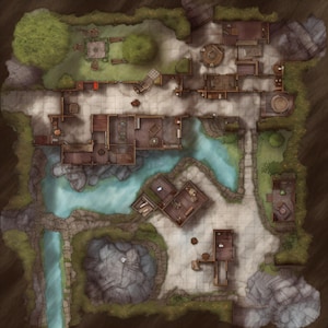 10 Hideout Battle Maps, DnD Battle Map, Pathfinder, D&D, Battlemap, Dungeons and Dragons, Roll20, Fantasy Grounds, VTT, AI digitale kaart