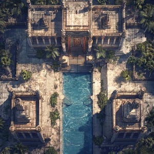 10 jungleruïnes gevechtskaarten, DnD, Pathfinder, D&D, Battlemap, Dungeons and Dragons, Roll20, Fantasy Grounds, Foundry, VTT, AI digitale kaart