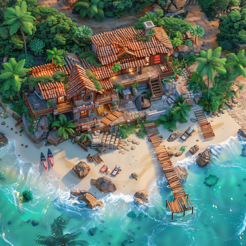 10 Beach Resort Maps, Pathfinder, D&D, Battlemap, Dungeons and Dragons ...