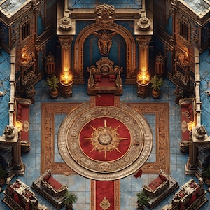10 Opulente Castle Interior Karten, D&D Schaukampfkarte, Pathfinder, D&D, Spielfeld, Roll20, Fantasy Maps, Gießerei, VTT, AI Digitale Karte
