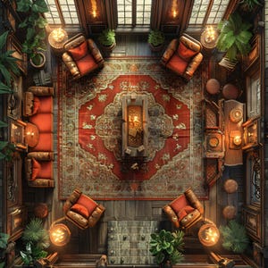 10 cartes de bataille de l'intérieur d'un manoir ou d'un domaine, D&D BattleMap, Pathfinder, D&D, Dungeons and Dragons, Roll20, Fantasy Grounds, VTT, carte numérique IA