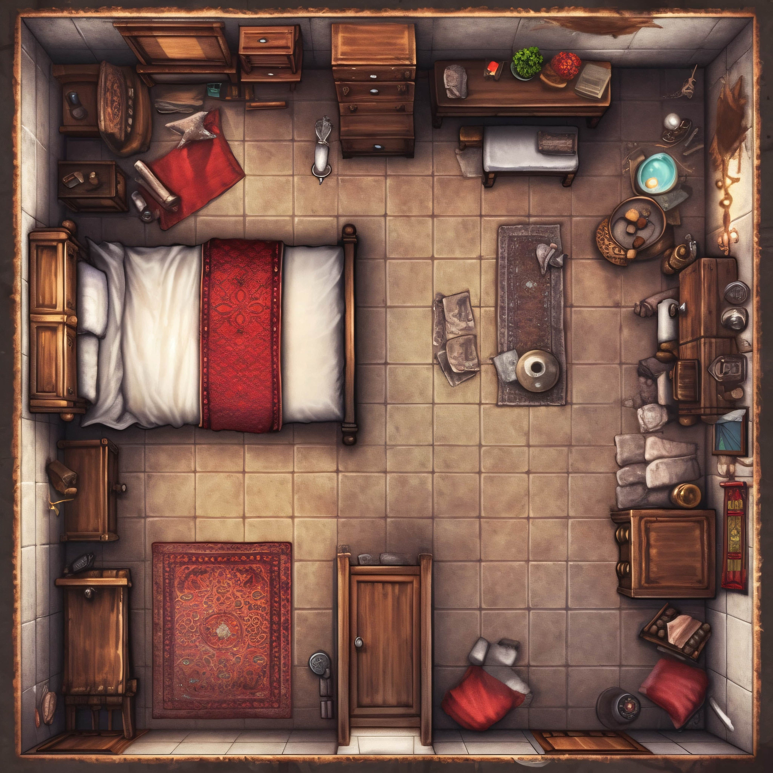 10 Tavern Quarters and Bedroom Maps, Pathfinder, D&D, Battlemap