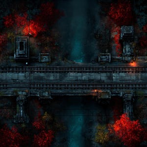 Railway Bridge, Cyberpunk Battlemap, Pathfinder, D&D, Battlemap, Dungeons and Dragons, Roll20, Fantasy Grounds, Foundry, VTT, AI Digital Map