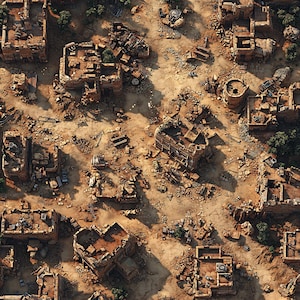 10 cartes de bataille d'une ville en ruine, carte de bataille du D&D, Pathfinder, D&D, carte de combat, donjons et dragons, rouleau 20, terrains fantastiques, VTT, carte numérique IA