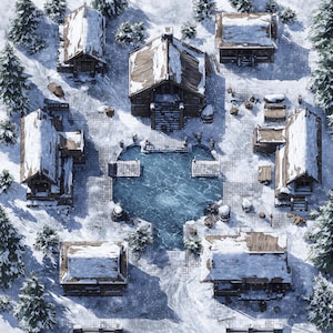 10 Frozen Village Maps, D&D Map, Pathfinder, D&D, Dungeons and Dragons, Roll20, Fantasy Bases, Gießerei, VTT, AI Digital Map