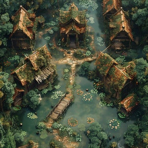 10 Swamp Battle Maps 2, DnD Battle Map, Pathfinder, D&D, Battlemap, Dungeons and Dragons, Roll20, Fantasy Grounds, VTT, AI digitale kaart