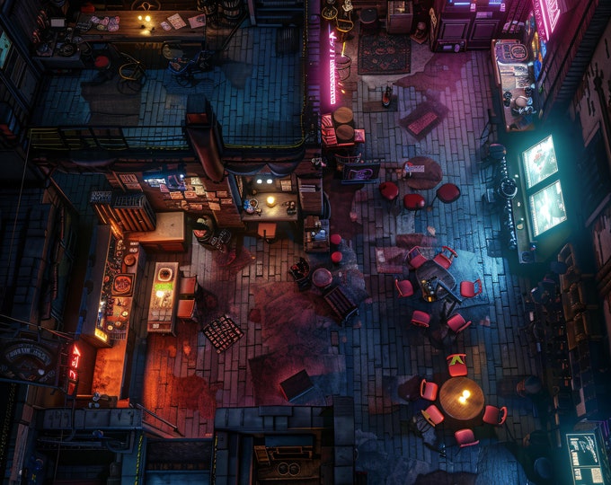 10 Battlemaps of Cyberpunk Rooftops. Starfinder, Cyberpunk 2020, RED ...