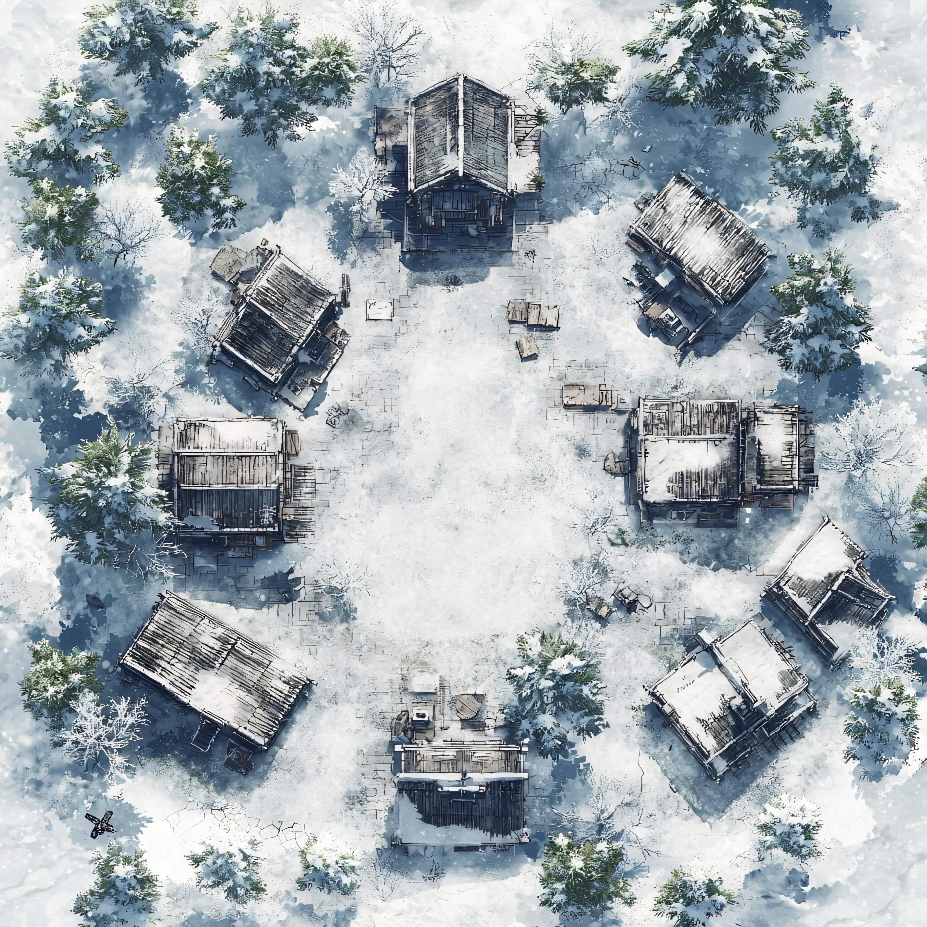 10 Frozen Village Battle Maps, Dnd Battlemap, Pathfinder, D&D, Dungeons