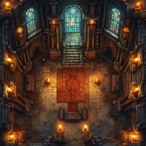 10 Cathedral Battle-kaarten, DnD BattleMap, Pathfinder, D&D, Dungeons and Dragons, Roll20, Fantasy Grounds, Foundry, VTT, AI Digital Map