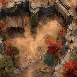 Mine Entrance, DnD Battle Map, Pathfinder, D&D, Battlemap, Dungeons and Dragons, Roll20, Fantasy Grounds, Foundry, VTT, AI Digital Map