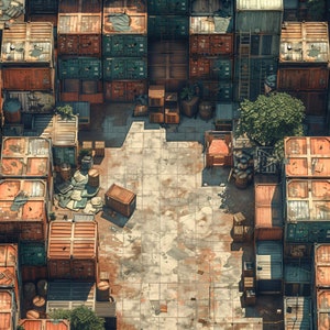 10 Battlemaps Cyberpunk Warehouse, Sci Fi, DnD Battle Map, Cyberpunk, D&D, Shadowrun, Roll20, Fantasy Grounds, Foundry, VTT, AI Digital Map