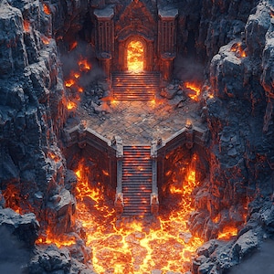 10 Volcano / Fire Battle-kaarten, DnD BattleMap, Pathfinder, D&D, Dungeons and Dragons, Roll20, Fantasy Grounds, Foundry, VTT, AI Digital Map