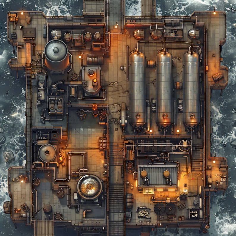 10 Cyberpunk Refinery Battlemaps Sci Fi Cyberpunk D D Shadowrun