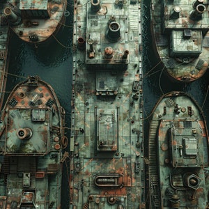 10 cyberpunk-dokken/magazijnen: Battlemaps, Sci Fi, Cyberpunk, D&D, Shadowrun, Roll20, Fantasy Grounds, Foundry, VTT, AI digitale kaart