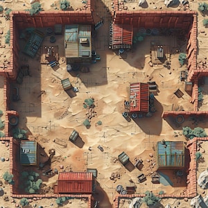 Nog 10 Cyberpunk Badlands / Nomad Battlemaps, Sci Fi, Cyberpunk, D&D, Shadowrun, Roll20, Fantasy Grounds, Foundry, VTT, AI Digital Map