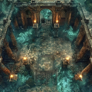 10 Frightening Maps, D&D Schlacht Karte, Pathfinder, D&D, Fantasy Map, Dungeons and Dragons, Roll20, Fantasy Grounds, rechts außen, Gießerei, VTT, AI Digitale Karte