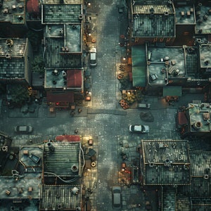 10 community-slagkaarten voor cyberpunk, sci-fi, DnD-gevechtskaart, cyberpunk, D&D, Shadowrun, Roll20, Fantasy Grounds, gieterij, VTT, digitale AI-kaart