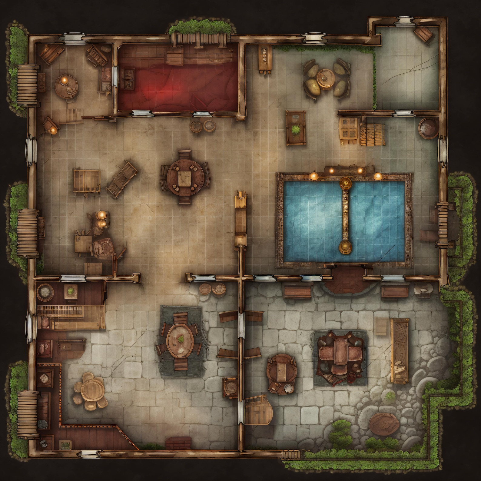 10 Mansion Battle Maps, Dnd Battle Map, Pathfinder, D&D, Battlemap