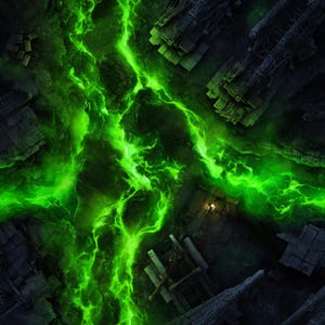 10 mappe di battaglia senza griglia con fiamme verdi demoniache / Pacchetto VTT per D&D, Pathfinder e giochi di ruolo da tavolo / Mappe digitali ad alta risoluzione generate dall'IA