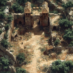 10 cartes de bataille de villes abandonnées, D&D, Pathfinder, D&D, carte de combat, donjons et dragons, rouleau 20, Fantasy Grounds, fonderie, VTT, carte numérique IA