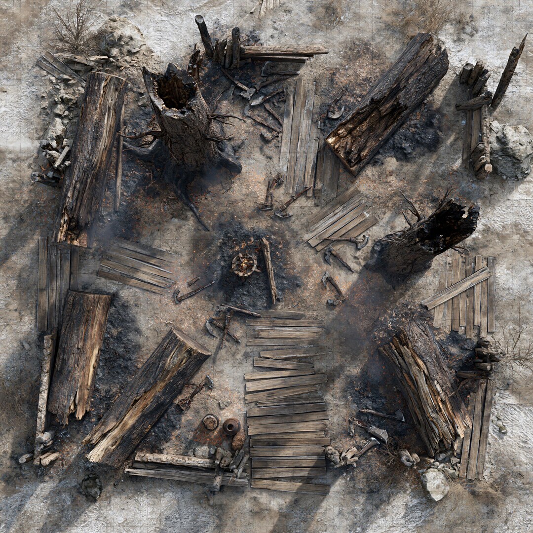 Gridless Desolate Logging Camp Battle Map | VTT Map for Dnd, Pathfinder ...
