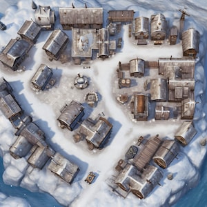 15 Arctic Town/Camp Maps, DnD 3D Karte, Pathfinder, Dungeons and Dragons, Roll20, Fantasy Grounds, Gießerei, VTT, AI Digitale Karte