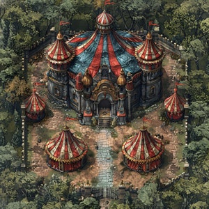 10 mappe Carnevale/Circo, mappa battaglia DnD, Pathfinder, D&D, mappa battaglia, Dungeons and Dragons, Roll20, Fantasy Grounds, VTT, mappa digitale AI