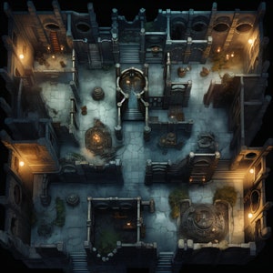 16 mappe di battaglia infestate, DnD BattleMap, Pathfinder, D&D, Battlemap, Dungeons and Dragons, Roll20, Fantasy Grounds, VTT, mappa digitale AI