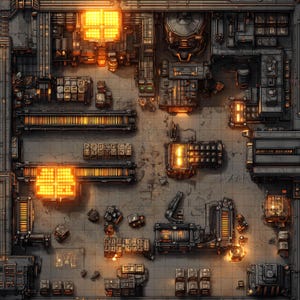 10 industriële cyberpunk-slagkaarten, sci-fi, DnD-gevechtskaart, cyberpunk, D&D, Shadowrun, Roll20, Fantasy Grounds, VTT, AI digitale kaart