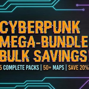 50 Cyberpunk Battlemap Mega-Bundle | Gridless for VTT | Cyberpunk & Shadowrun | Octane Rendered Campaign Starter | High-Res AI Digital Maps