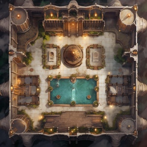 14 tempelinterieur gevechtskaarten, DnD, Pathfinder, D&D, Battlemap, Dungeons and Dragons, Roll20, Fantasy Grounds, VTT, AI digitale kaart