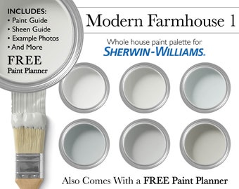 Paleta de pintura moderna para granjas / Colores de pintura neutros para interiores Sherwin-Williams para toda la casa