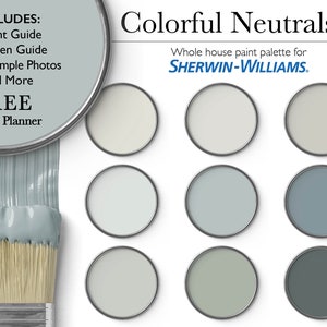 Paleta de pinturas coloridas y neutrales / Colores de pintura para interiores de Sherwin-Williams para toda la casa
