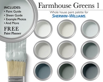 Modern Farmhouse Green Paint Palette | Sherwin-Williams Whole House Interior Paint Colors