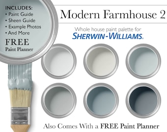 Paleta de pintura moderna para granjas / Colores de pintura neutros para interiores Sherwin-Williams para toda la casa